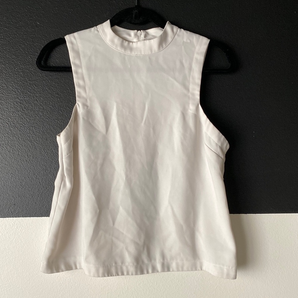 Topshop white mock neck tank top